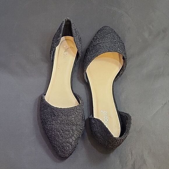 NICOLE LACE POINTED TOE D'ORSAY SLIP-ON WOMEN"S FLAT - Picture 5 of 12